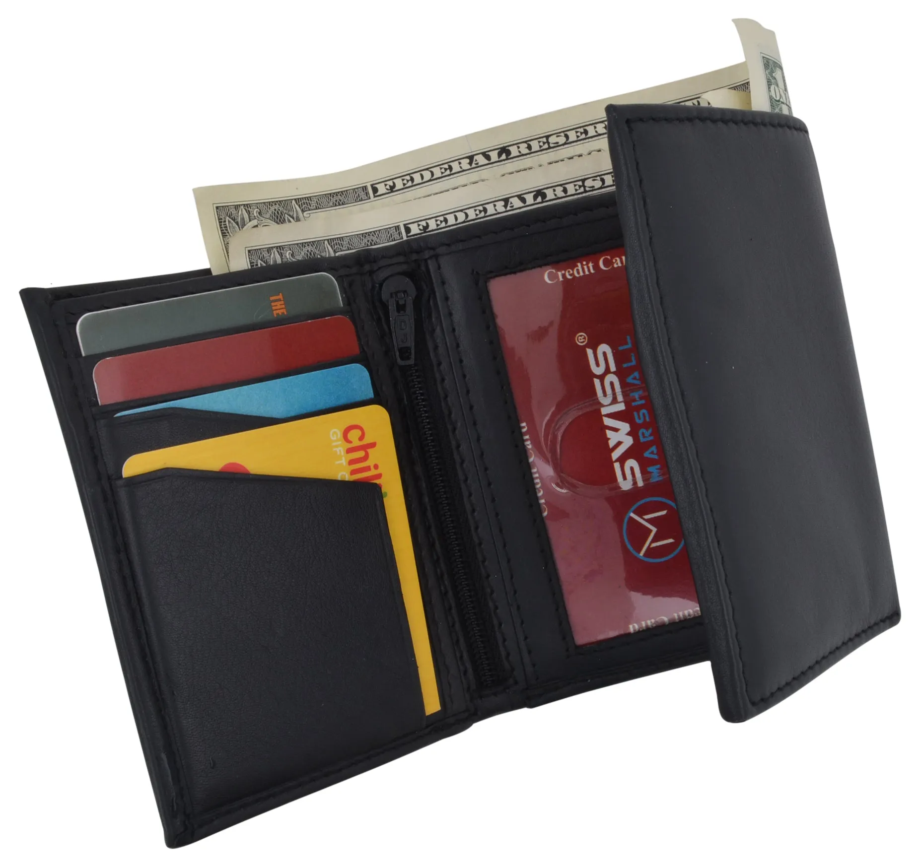 RFID Tested Men's Credit Card ID Holder Trifold Premium Leather Wallet