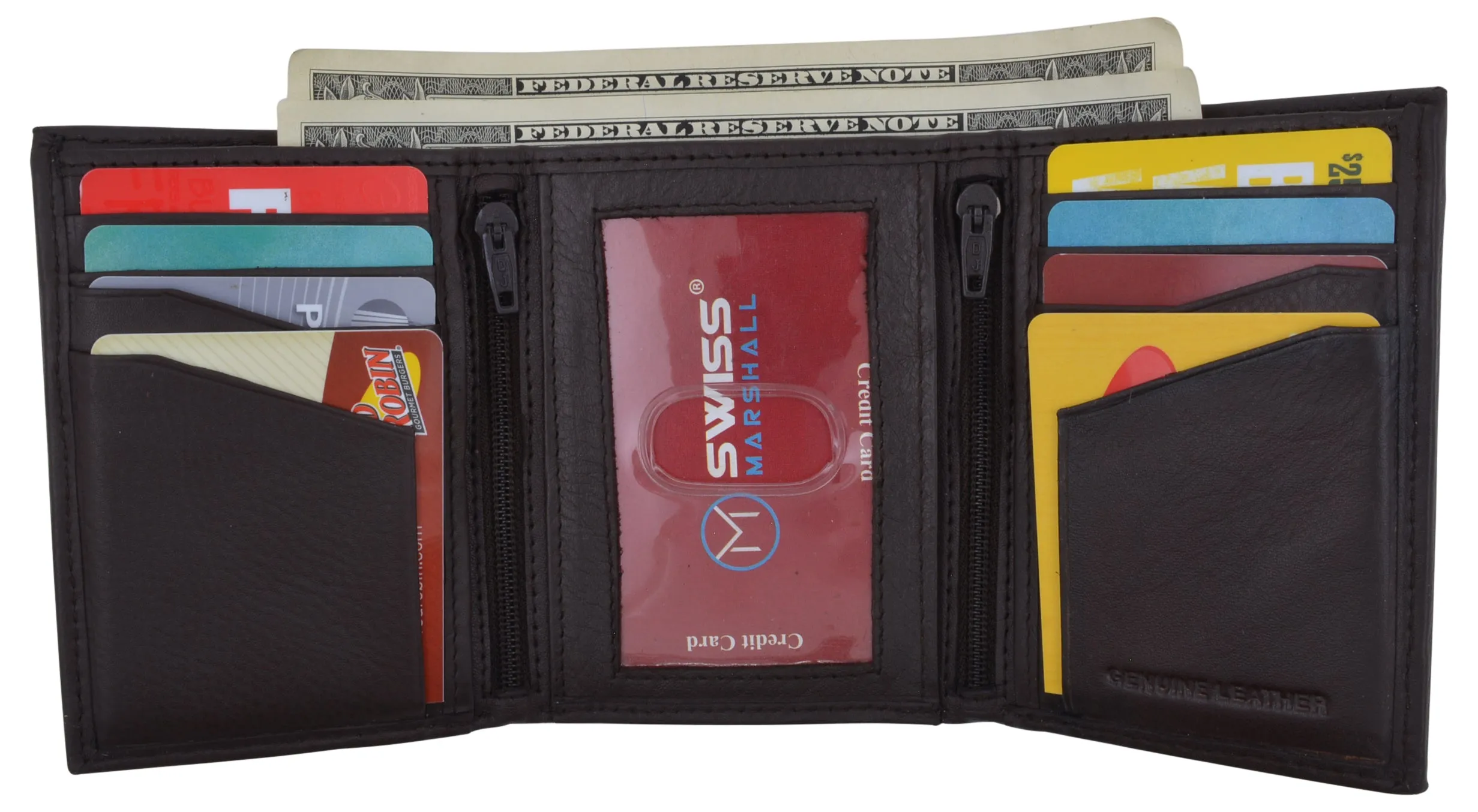 RFID Tested Men's Credit Card ID Holder Trifold Premium Leather Wallet