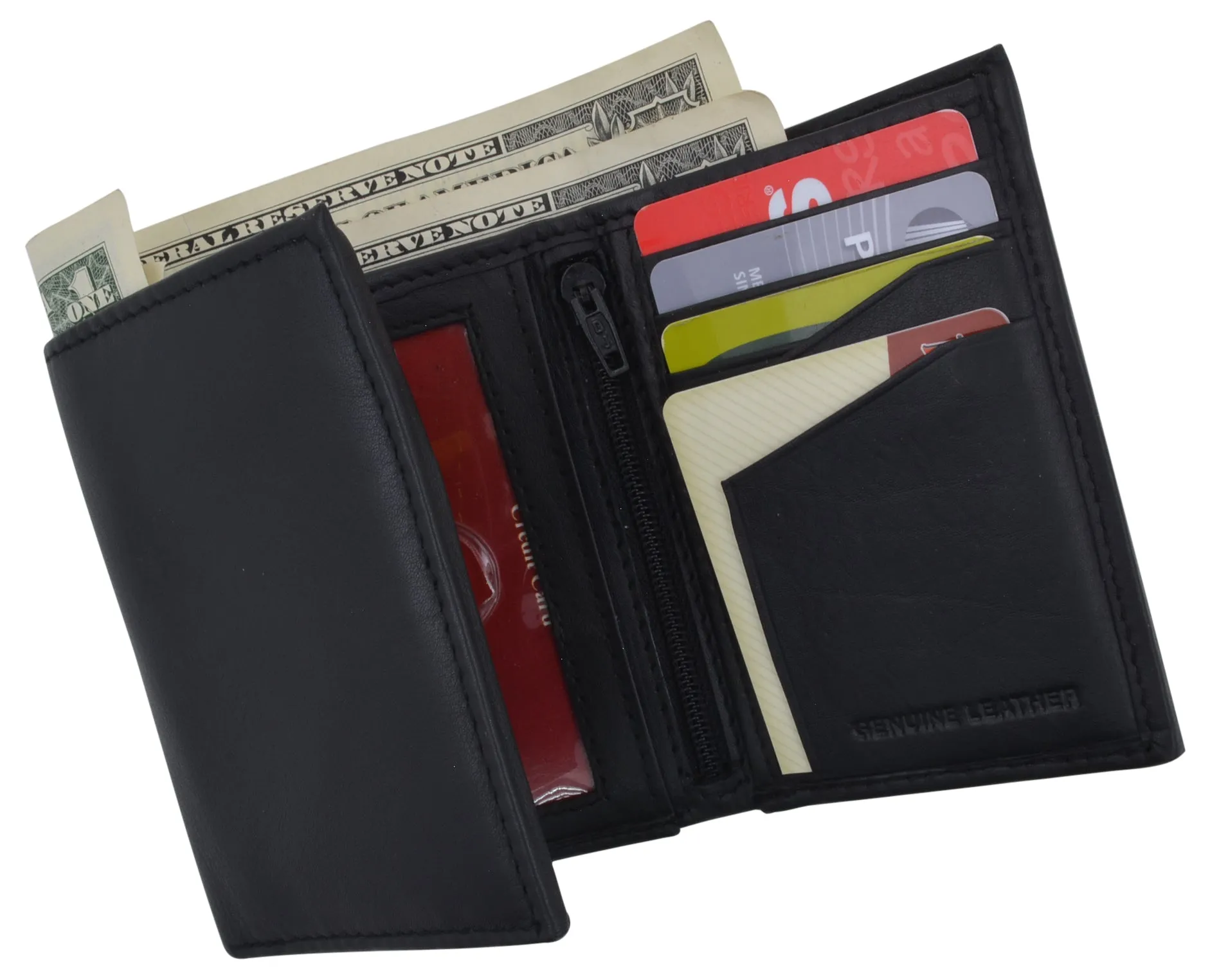 RFID Tested Men's Credit Card ID Holder Trifold Premium Leather Wallet