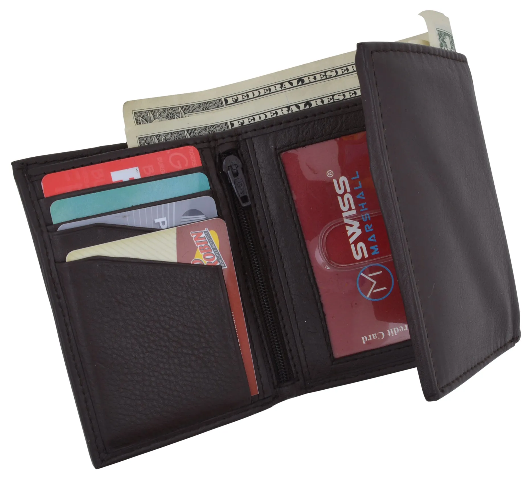 RFID Tested Men's Credit Card ID Holder Trifold Premium Leather Wallet