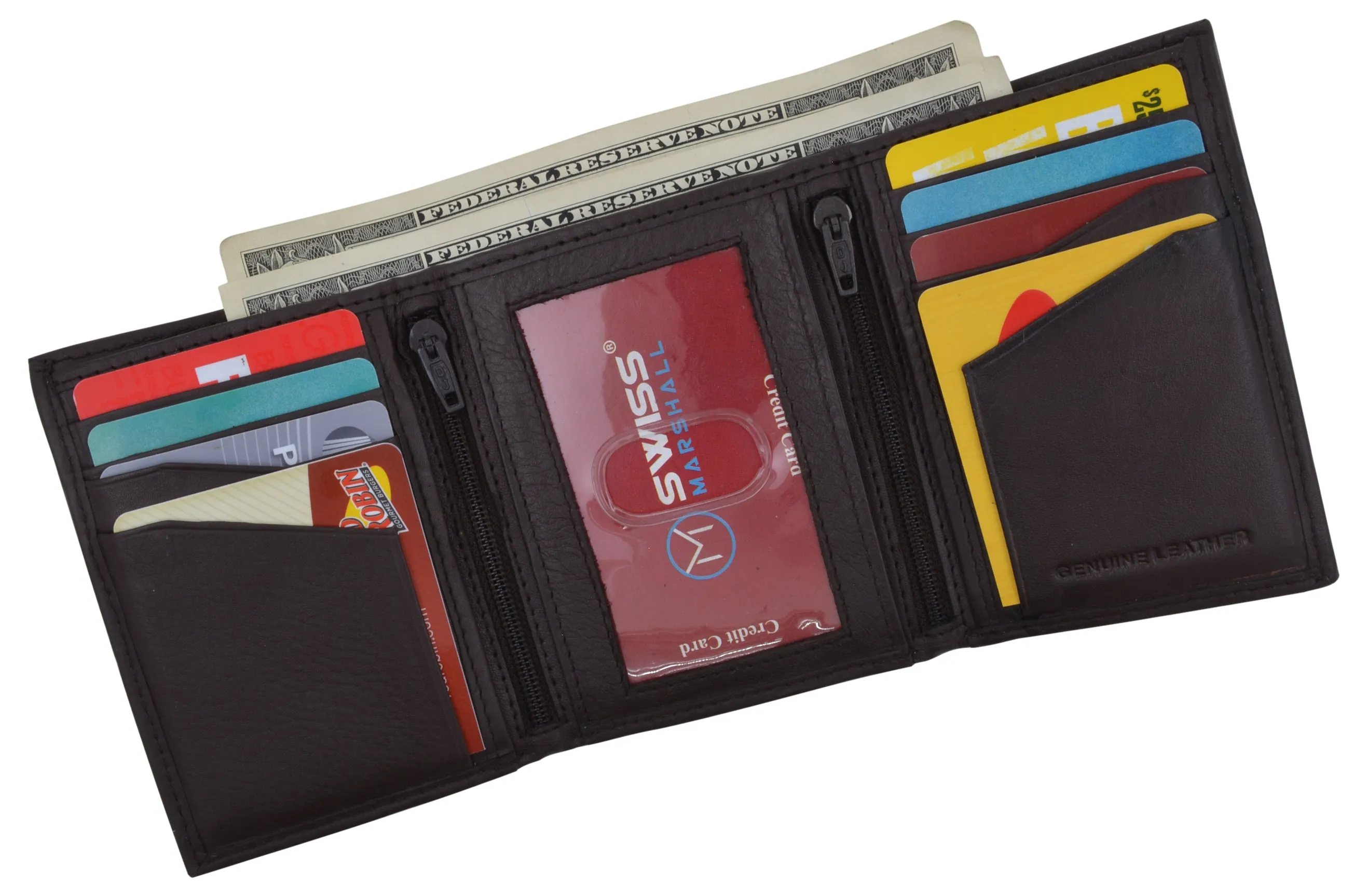 RFID Tested Men's Credit Card ID Holder Trifold Premium Leather Wallet
