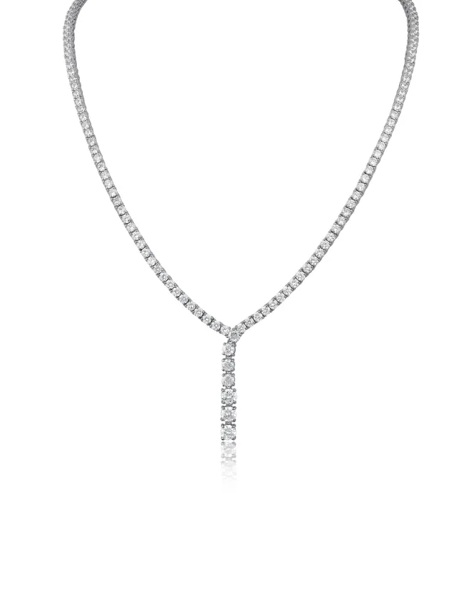 Round CZ Drop Necklace