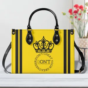 Royalty DON'T D4XV Black  Logo ,Stripes & Gold Multiple Sizes Upgraded Luxury Women PU Leather Handbag
