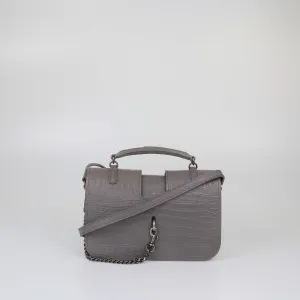 Saint Laurent Grey Croc Embossed Medium Charlotte Messenger Bag