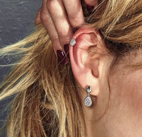 Silver Pebble Glisten Pavé Drop Earrings