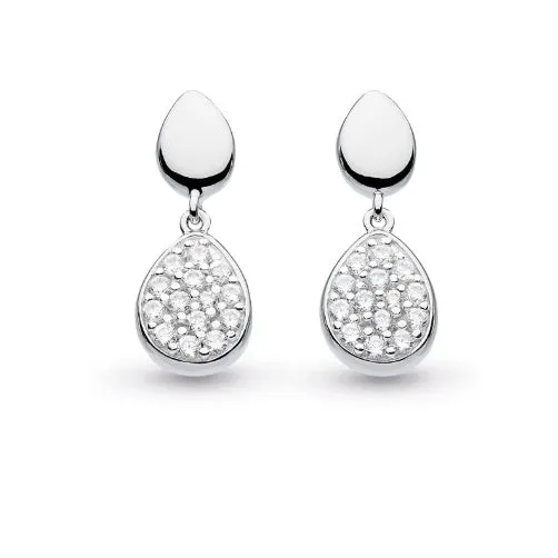 Silver Pebble Glisten Pavé Drop Earrings
