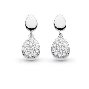 Silver Pebble Glisten Pavé Drop Earrings