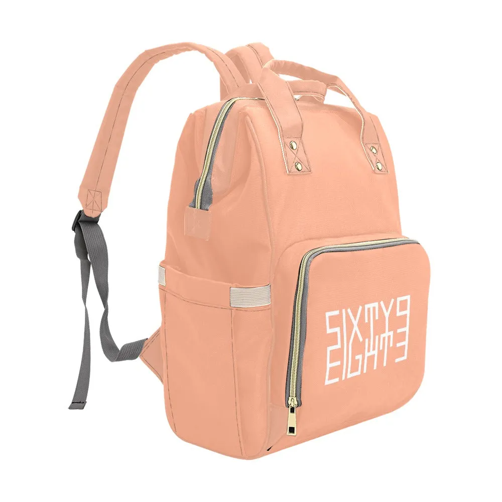 Sixty Eight 93 Logo White Peach Multi-Function BackPack