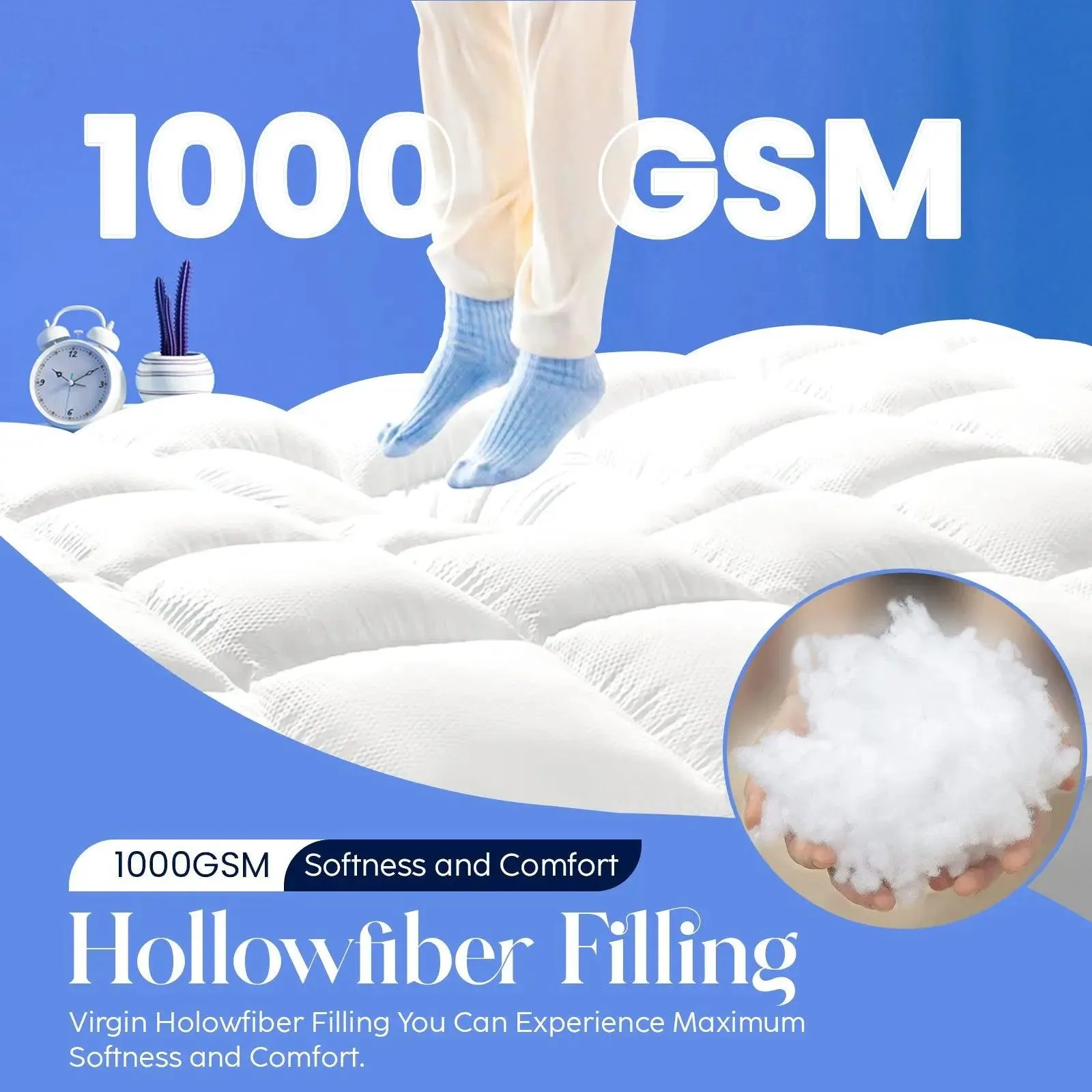 Small Double Mattress Topper 10CM Extra Thick with 1000GSM Filling Fiber | 120 cm x 190 cm