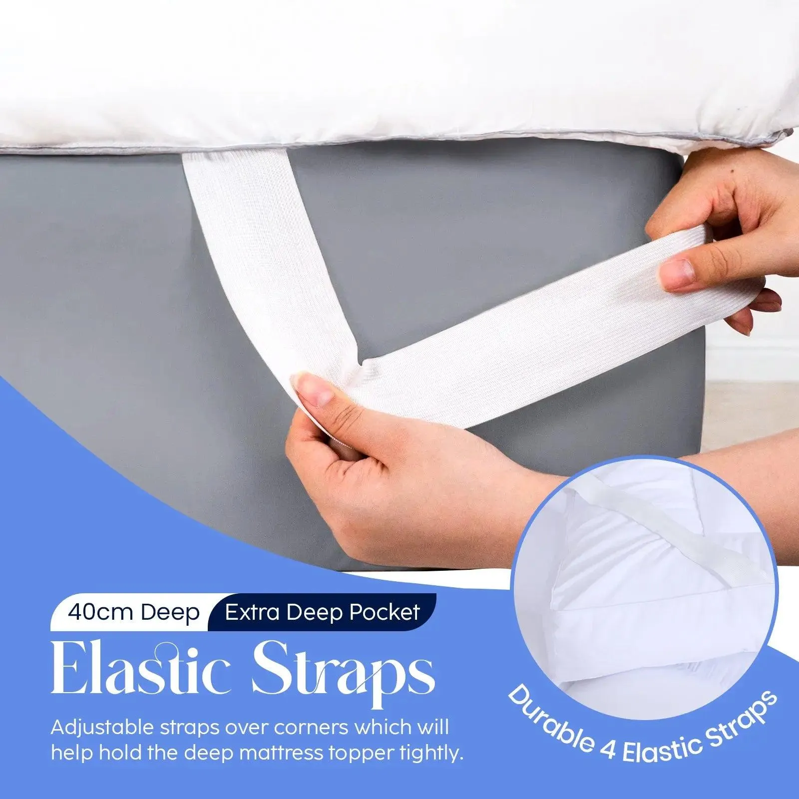Small Double Mattress Topper 10CM Extra Thick with 1000GSM Filling Fiber | 120 cm x 190 cm