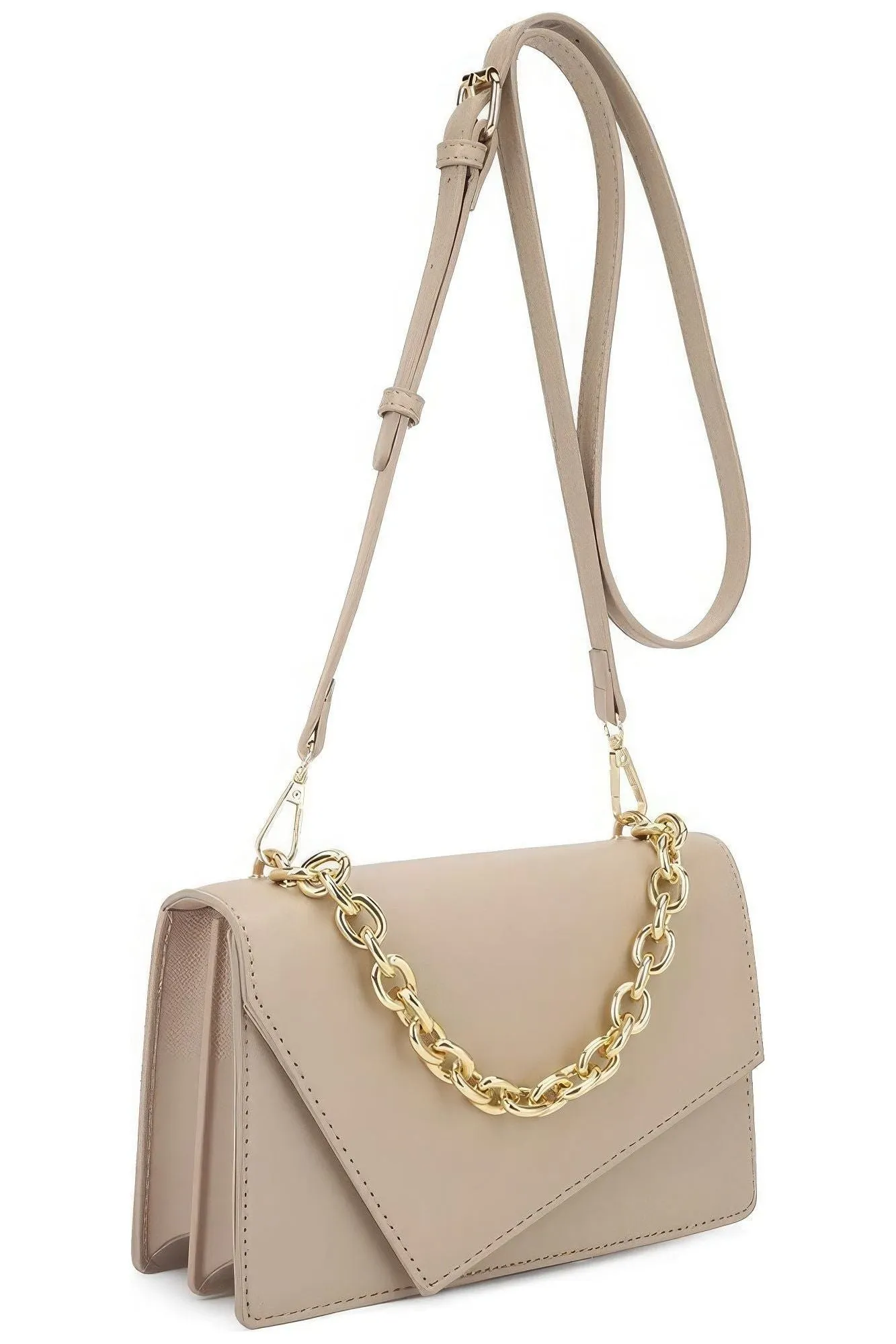 Smooth Plain Chain Link Crossbody Bag