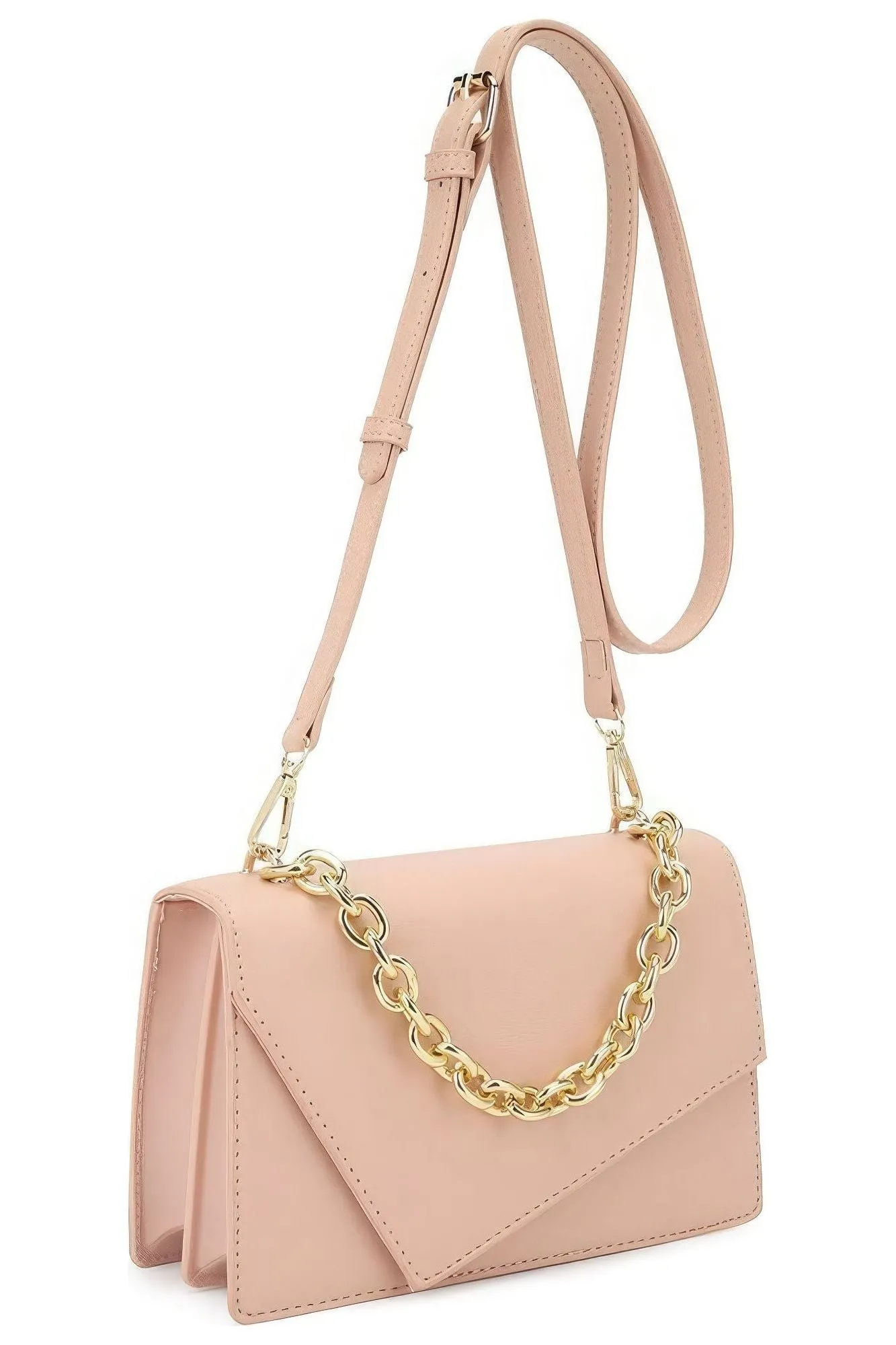 Smooth Plain Chain Link Crossbody Bag