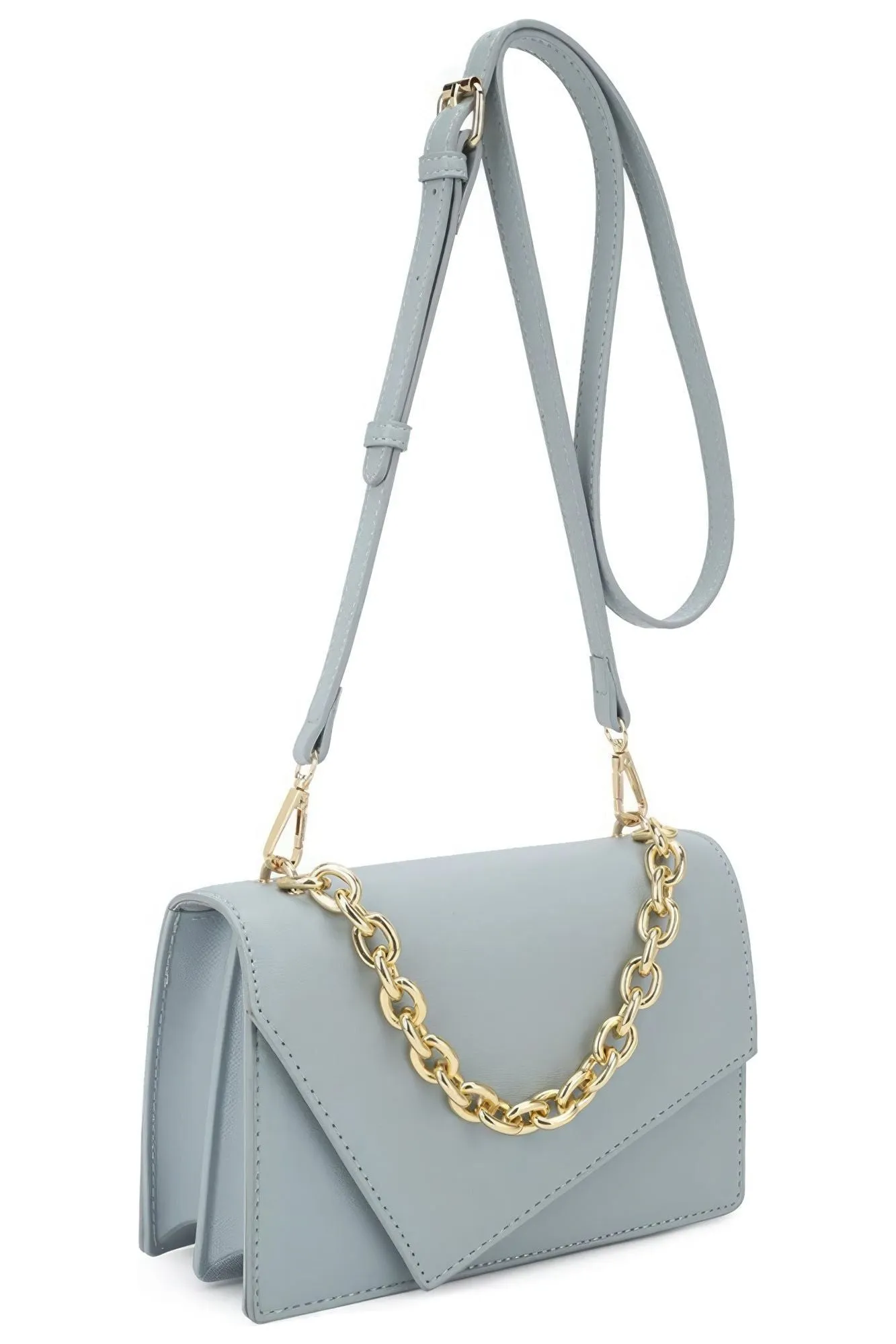 Smooth Plain Chain Link Crossbody Bag