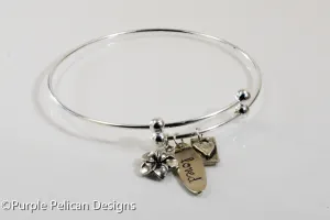 Sterling Silver Expandable Bangle - Loved