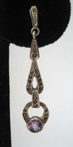 Sterling Silver Marcasite Amethyst Earrings