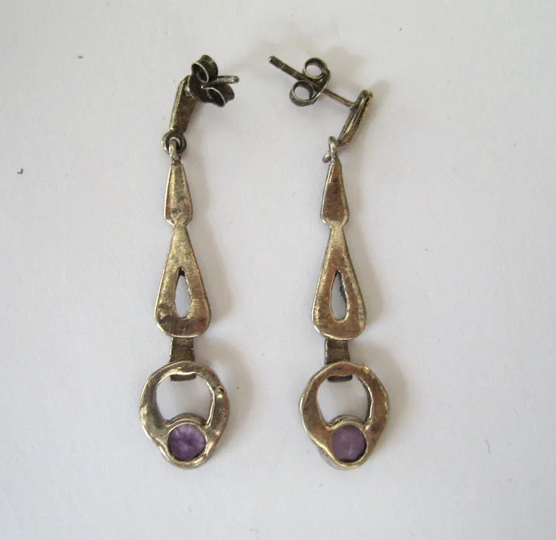 Sterling Silver Marcasite Amethyst Earrings