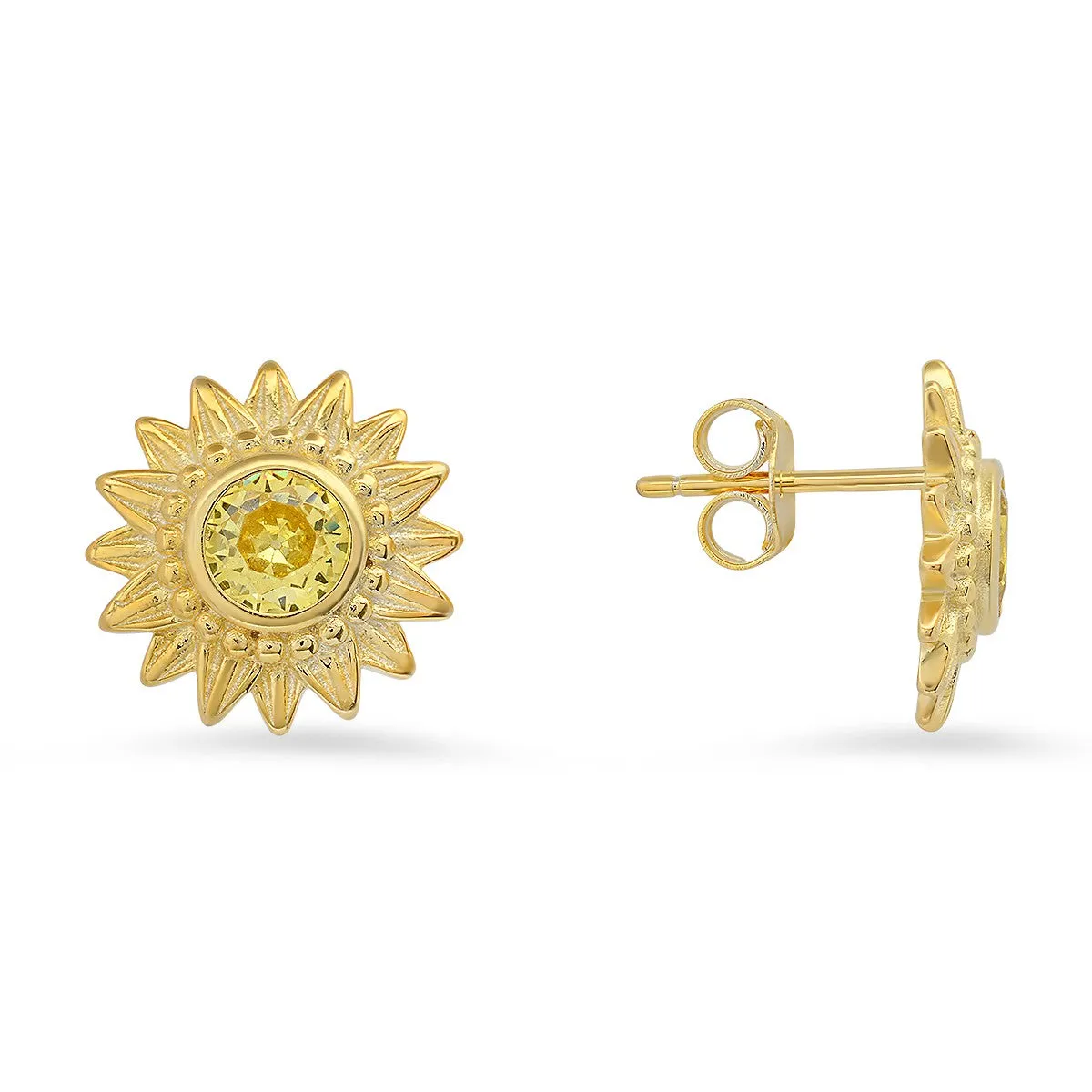 Sterling Silver Vintage CZ Flower Stud Earrings