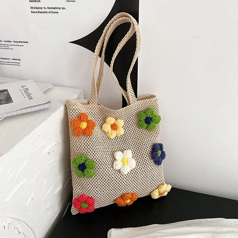 Straw Flower Tote Bag