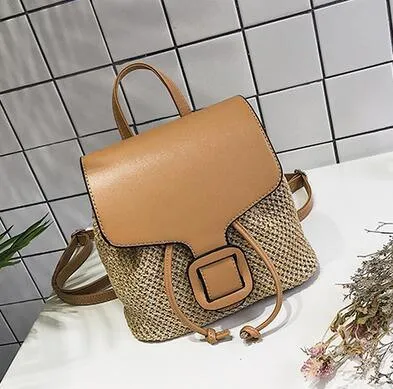 Straw Shoulder Backpack