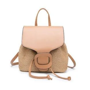 Straw Shoulder Backpack