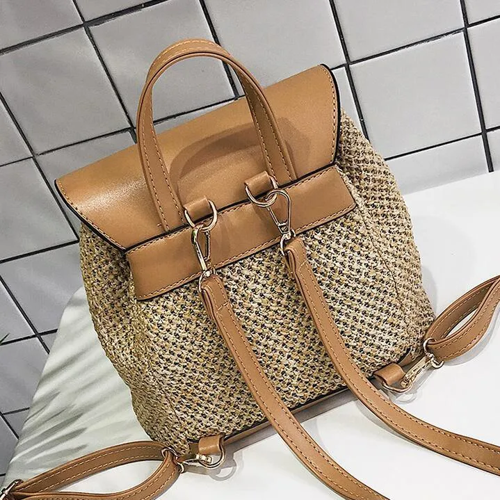 Straw Shoulder Backpack