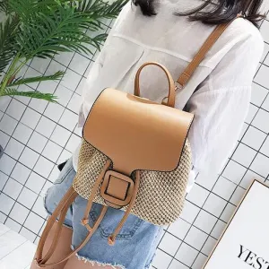 Straw Shoulder Backpack