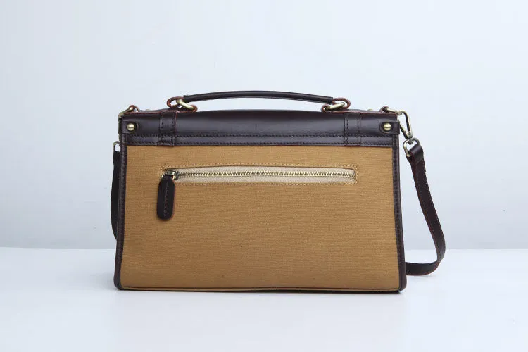 Stylish Women's Satchel Shoulder Bag Canvas Leather Messenger Bag For Women
