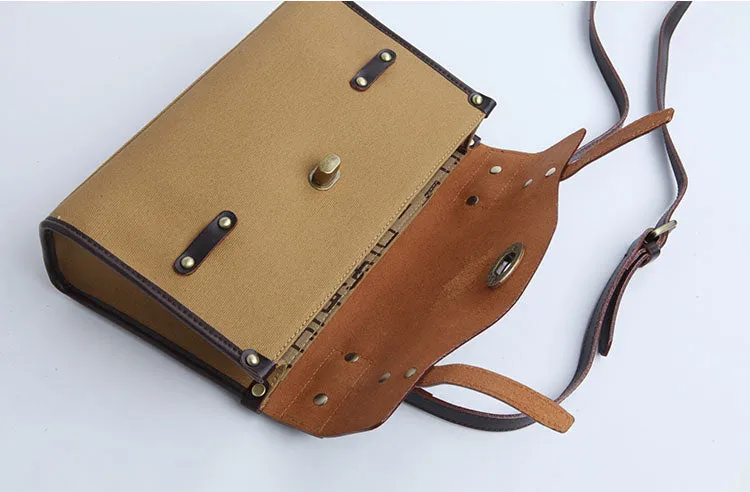 Stylish Women's Satchel Shoulder Bag Canvas Leather Messenger Bag For Women