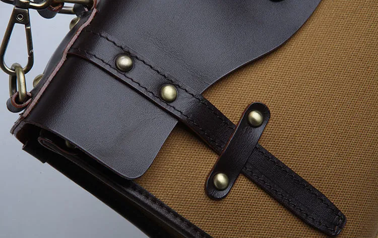 Stylish Women's Satchel Shoulder Bag Canvas Leather Messenger Bag For Women