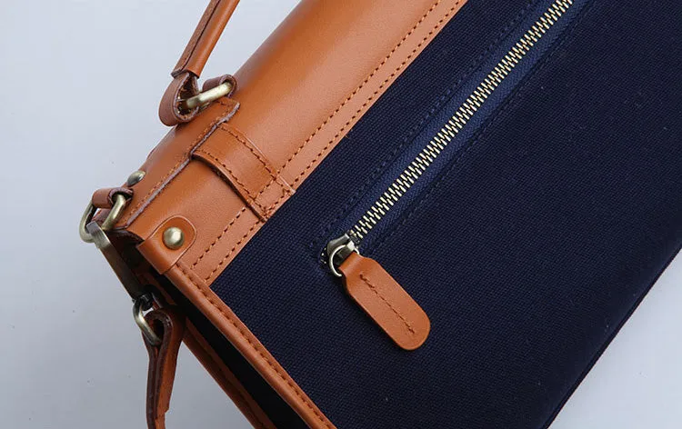 Stylish Women's Satchel Shoulder Bag Canvas Leather Messenger Bag For Women