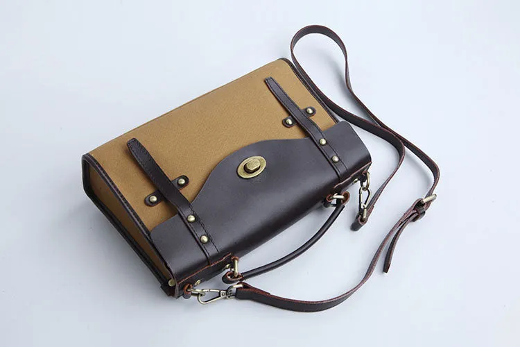 Stylish Women's Satchel Shoulder Bag Canvas Leather Messenger Bag For Women