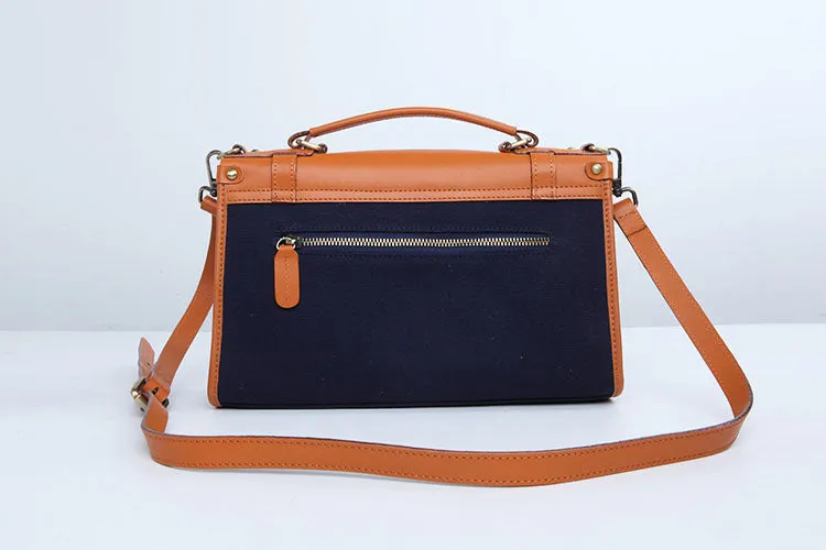 Stylish Women's Satchel Shoulder Bag Canvas Leather Messenger Bag For Women
