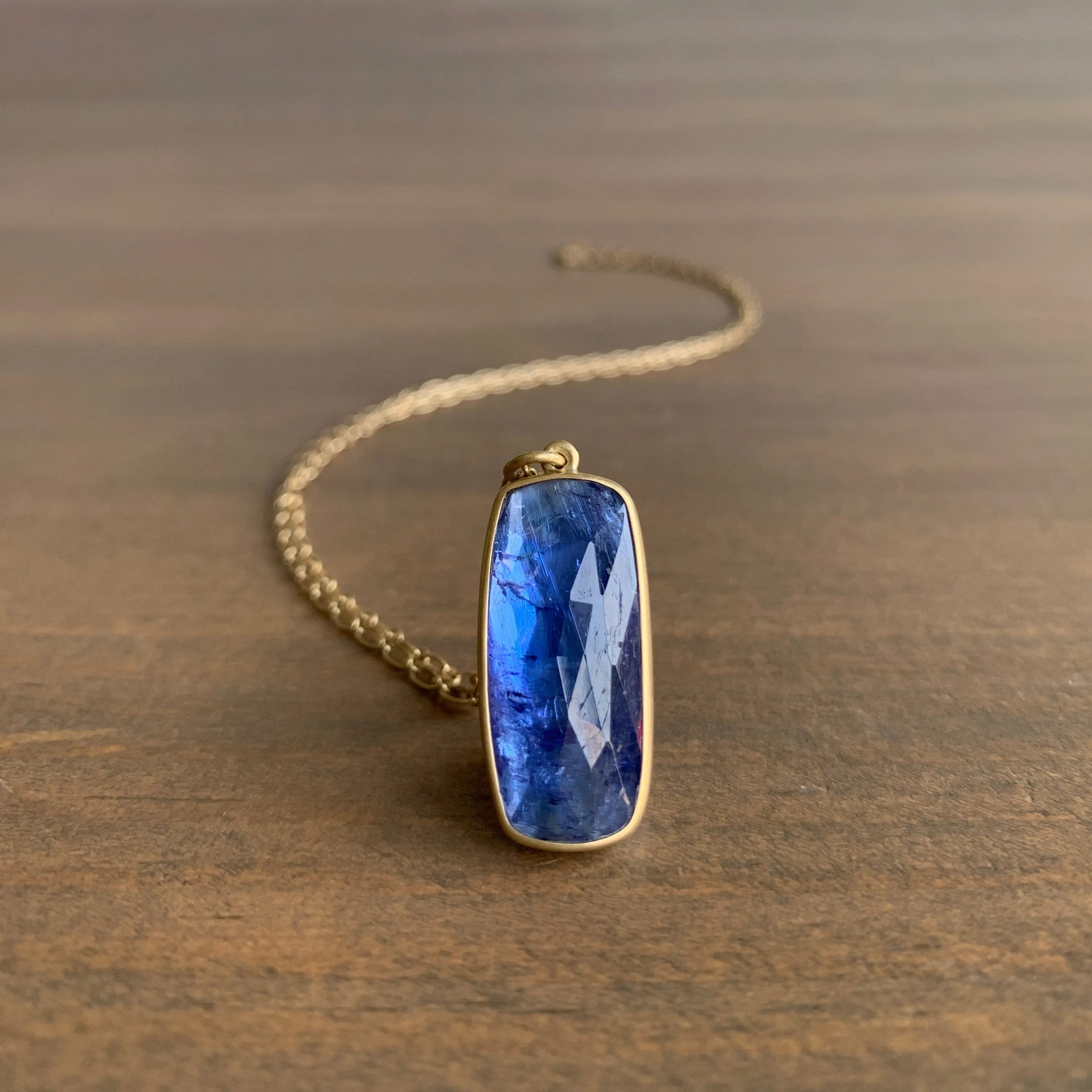 Tanzanite Rectangle Cushion Necklace