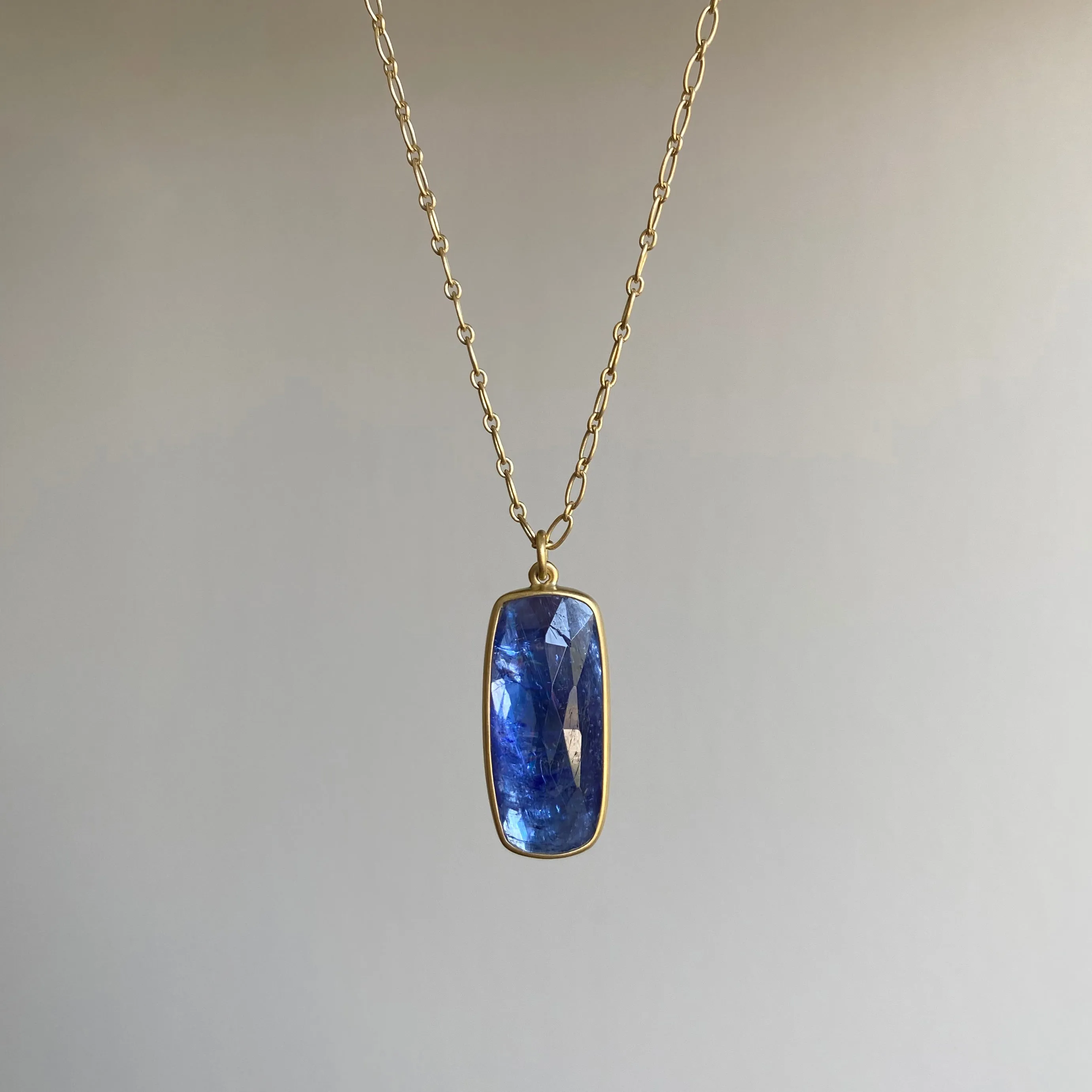 Tanzanite Rectangle Cushion Necklace