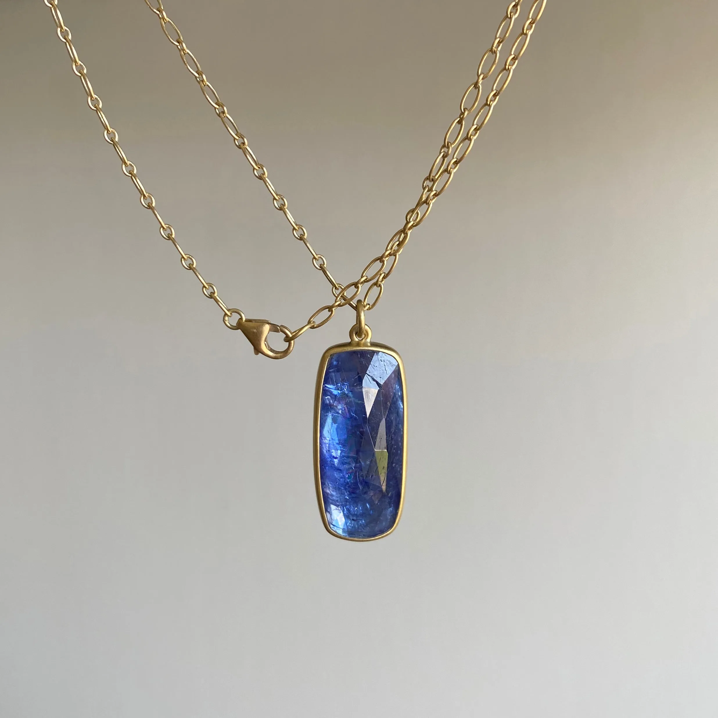 Tanzanite Rectangle Cushion Necklace
