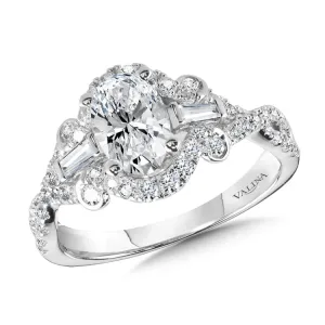 Tapered Oval and Baguette 3-Stone Diamond Engagement Ring