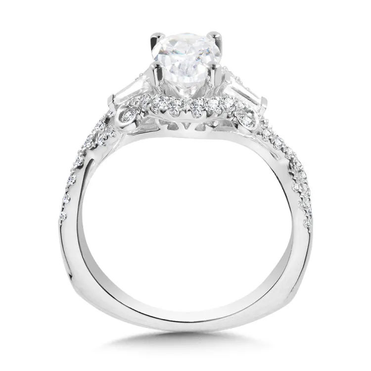 Tapered Oval and Baguette 3-Stone Diamond Engagement Ring
