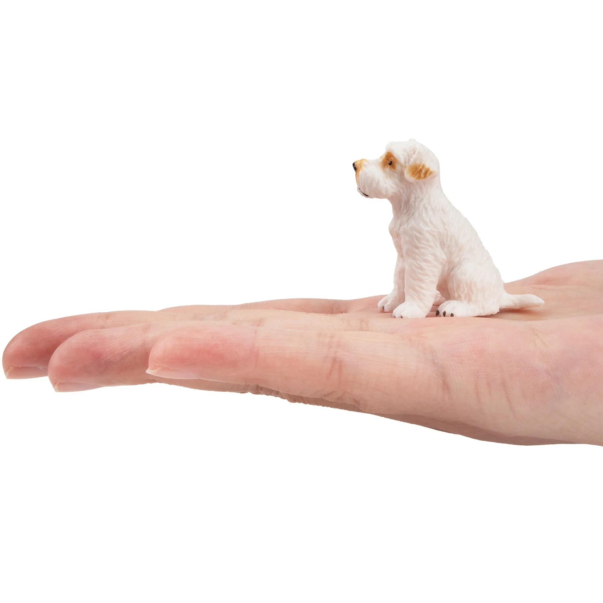 Toymany Mini Sitting White Schnauzer Puppy Figurine Toy