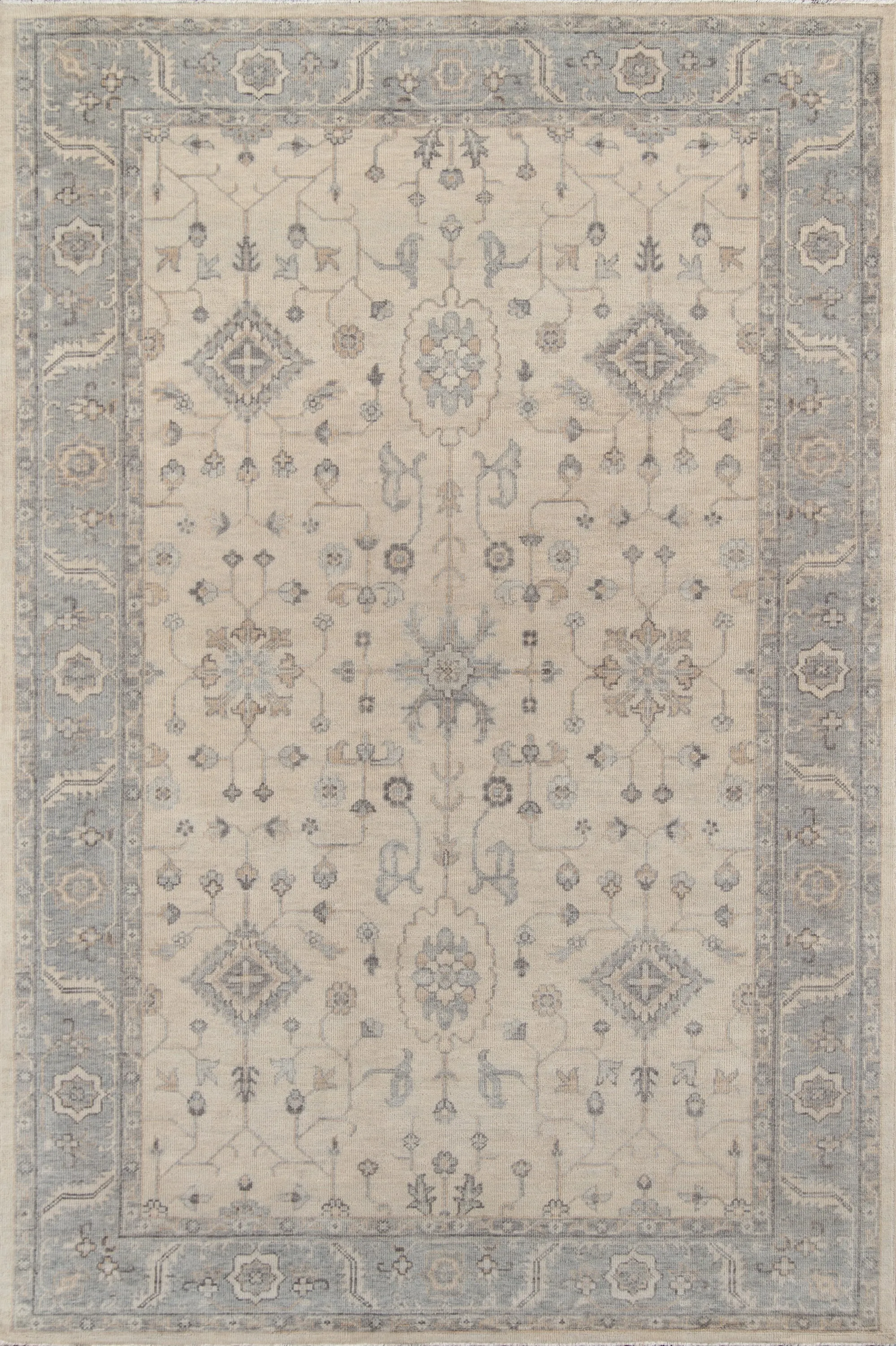Traditional Hand Knotted Beige Rug
