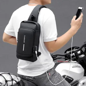 Travel Sling Bag Cross-Body Backpack With Anti-Theft Padlock & USB Charging Port