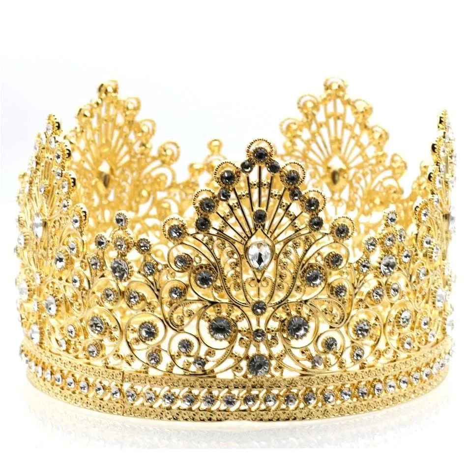 Trendy Oversize Luxurious Vintage Rhinestone Crystal Crown