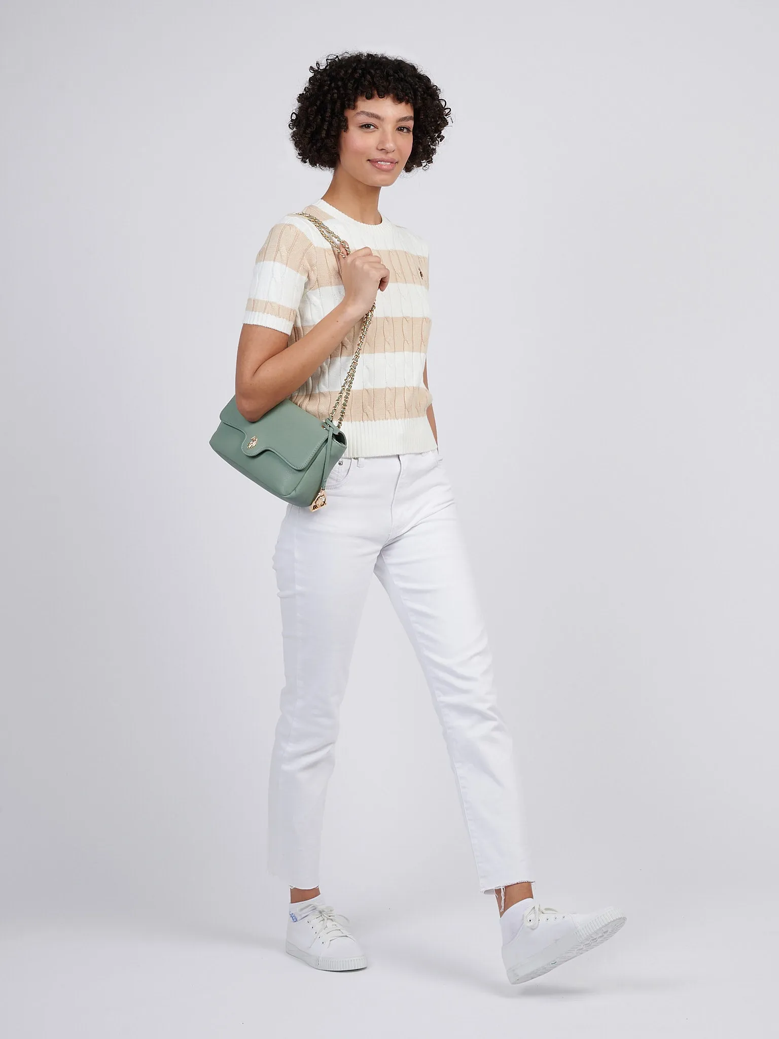 U.S. Polo Assn. Womens Jones Flap Crossbody Chain Bag in Sage