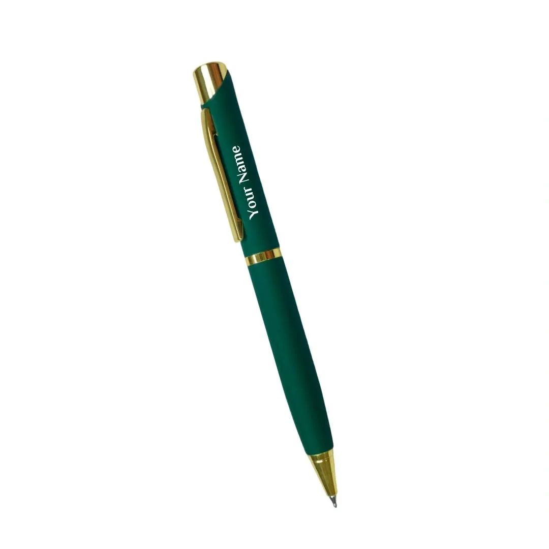 Vegan Wallet & Metal Pen Set – Green, Personalized Gift for Men