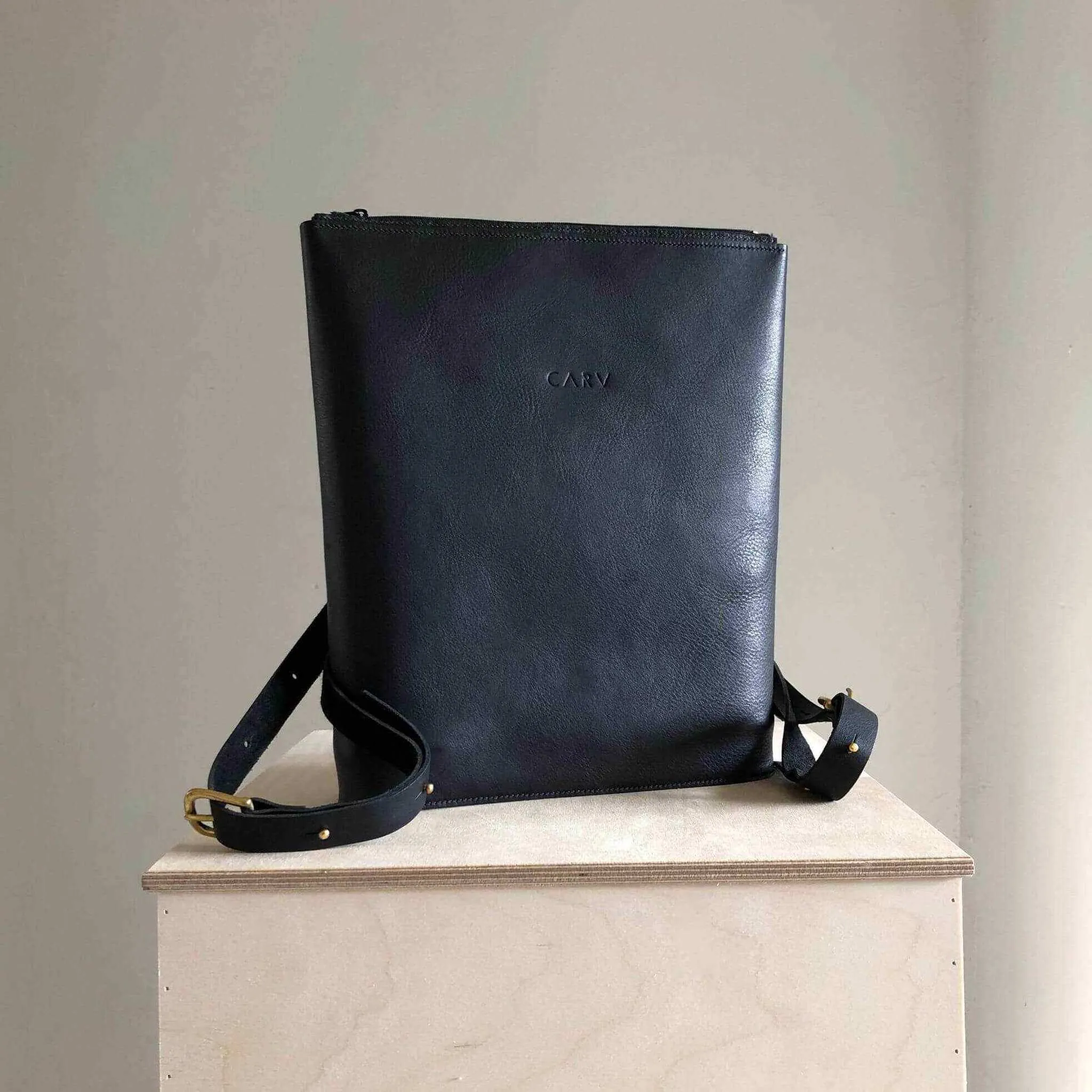 Vita Black Leather Backpack