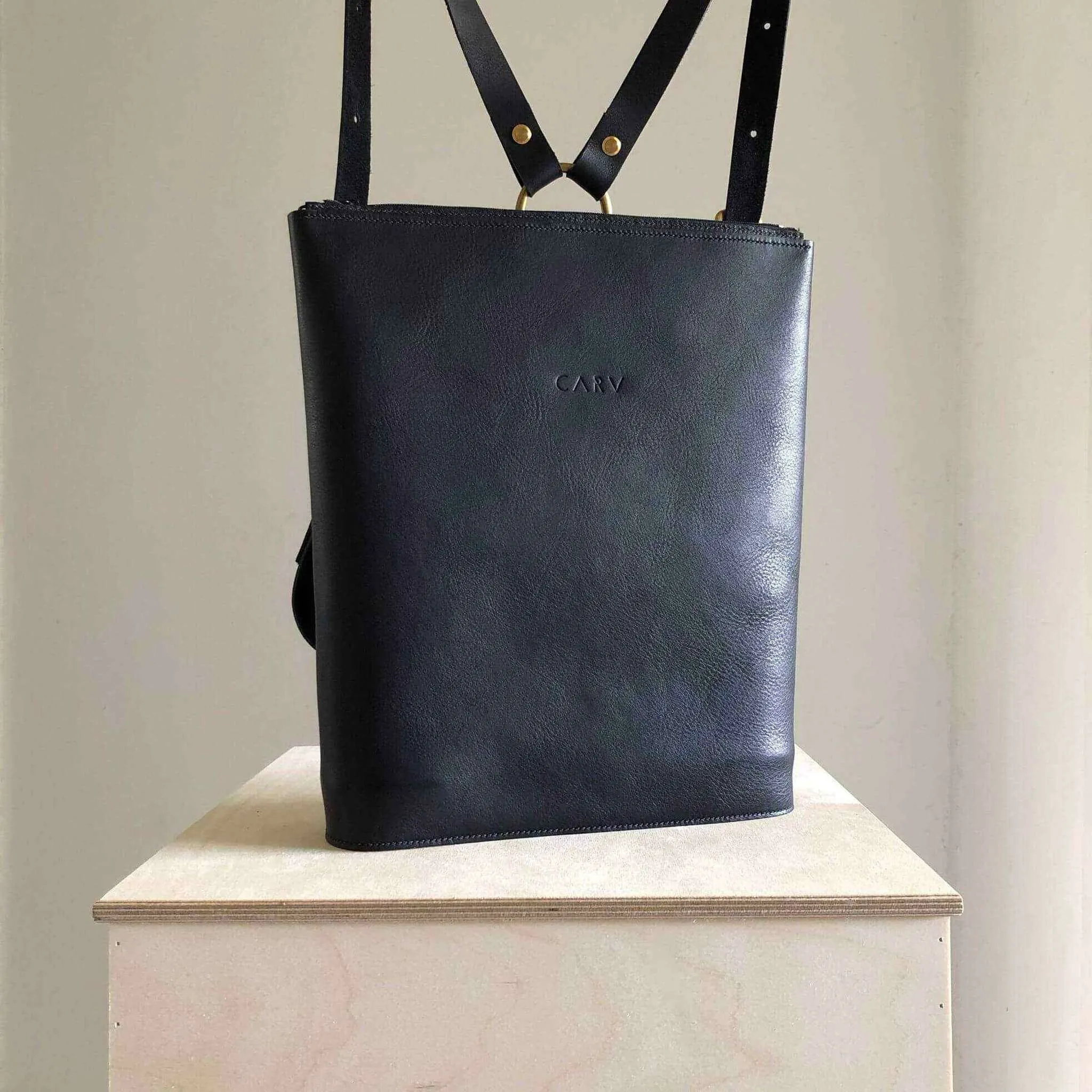 Vita Black Leather Backpack