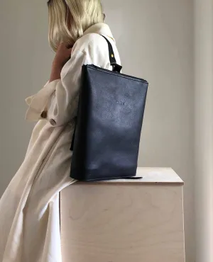 Vita Black Leather Backpack