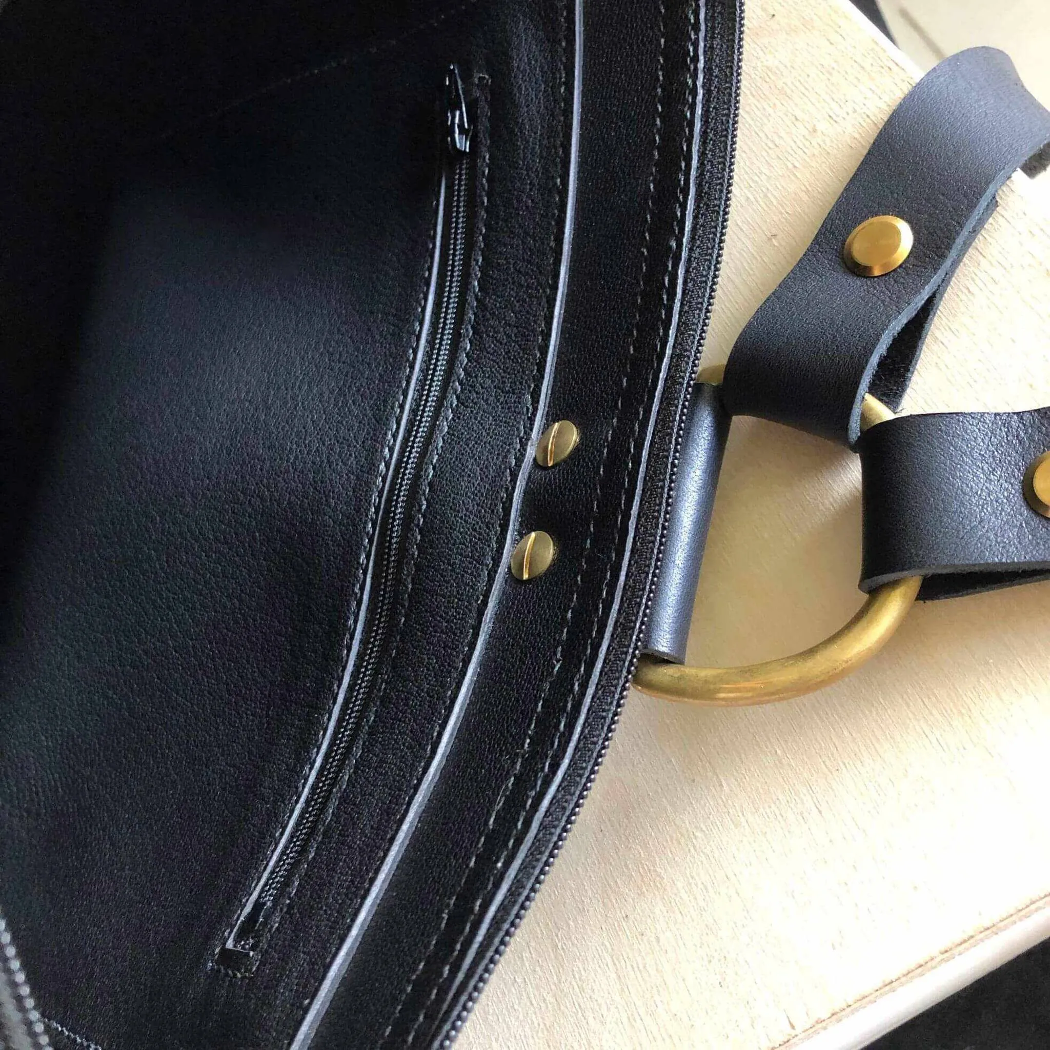 Vita Black Leather Backpack