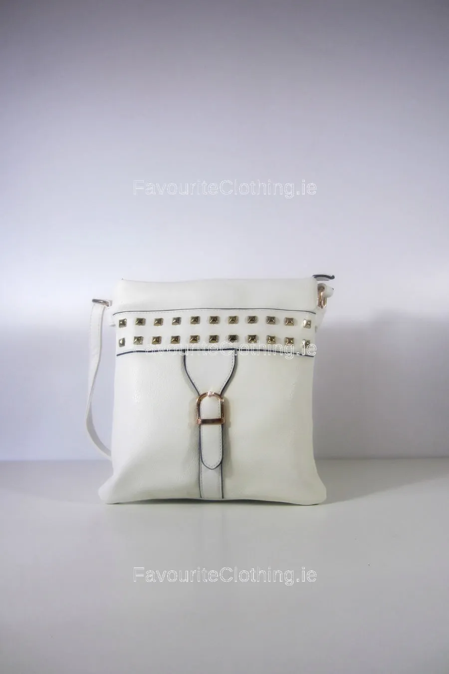 White Stud Shoulder Strap Handbag