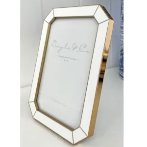 White/Gold Slope Edge Enamel Frame | 4 x 6"