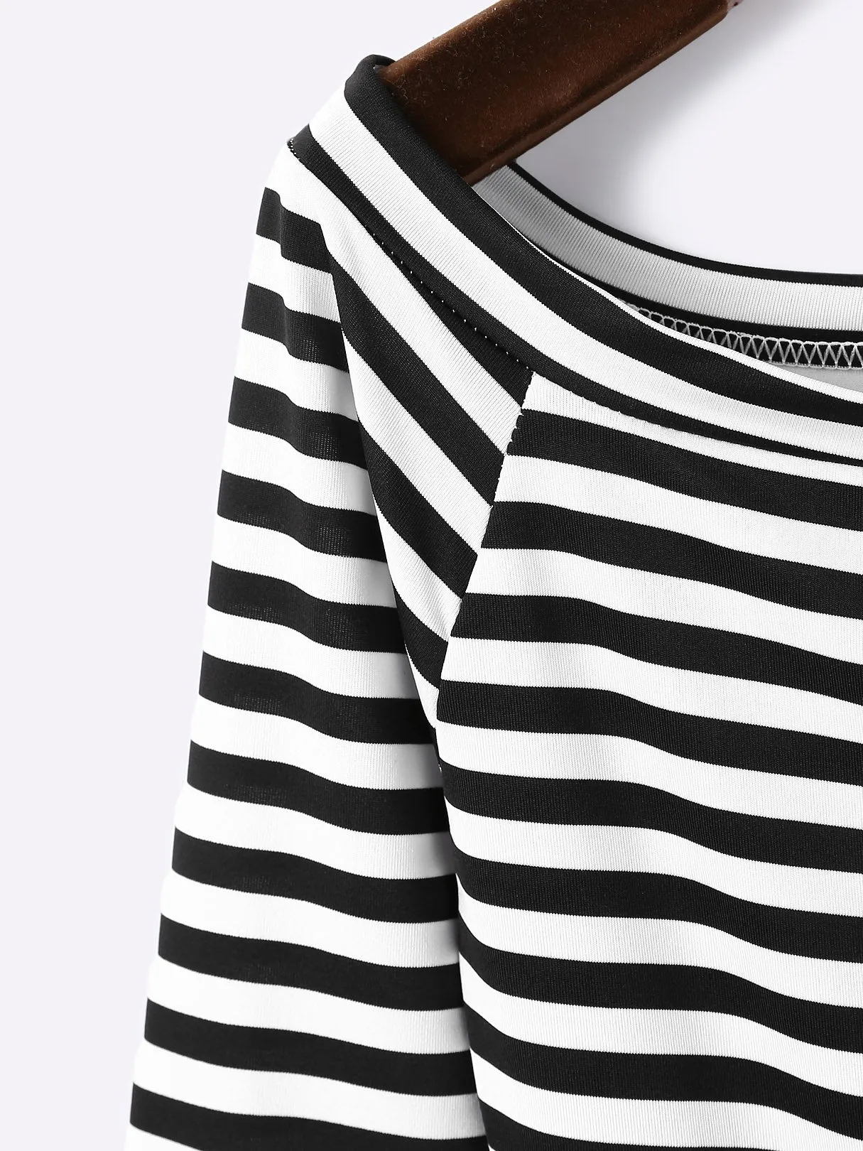 Wholesale Bateau Off The Shoulder 3/4 Sleeve Length Stripe Mini Dress